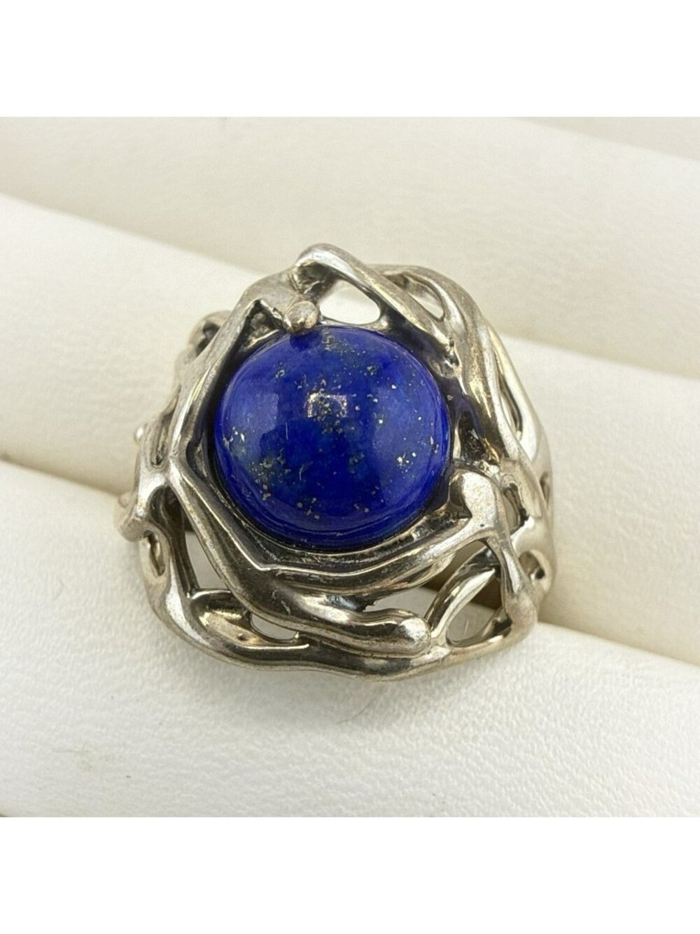 Hagit Gorali Ring Lapis Lazuli Blue Modernist Sterling Silver 925 sz 9 Israel